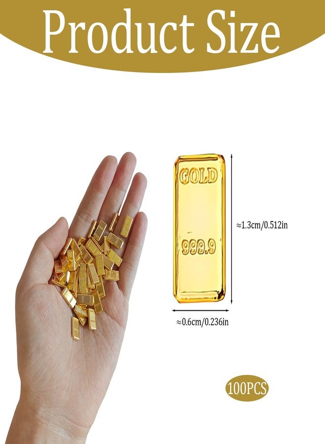 CZMZHFC 100PCS Tiny Fake Gold Bar for Crafts and Dollhouse Miniatures, Shiny Novelty Item for Fairy Garden, Micro Landscaping, Christmas, and Chinese New Year Decorations - Image 2